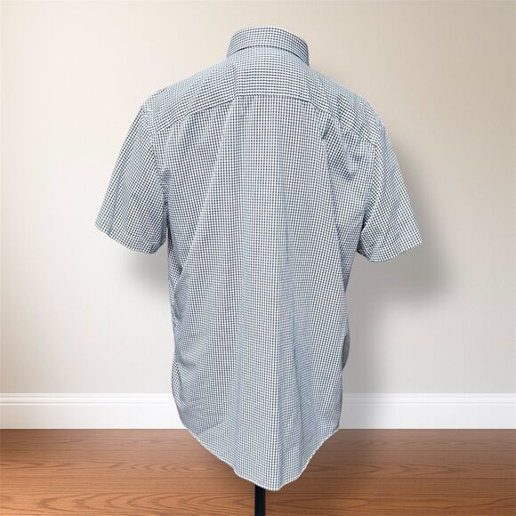 UNTUCKit Men’s XL Slim Fit Navy Check Short Sleeve Button Up Shirt De Bortoli - Picture 4 of 9